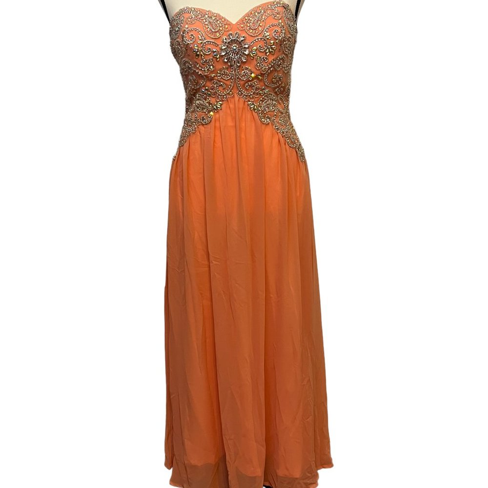 FabuLuxe Strapless Embellished Gown, Size: XS
